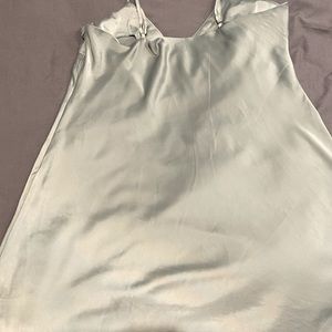 Pale mint green silky knee length slip dress